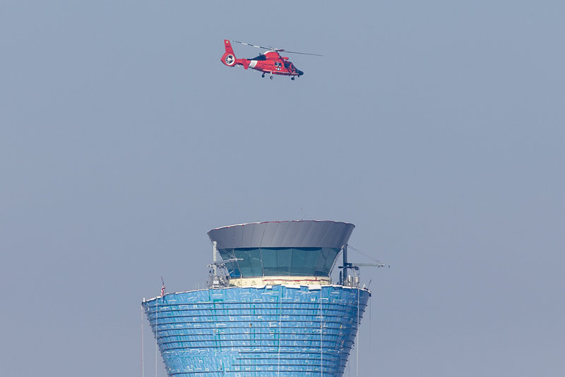 11/26/2014  U. S. Coast Guard Aerospatiale MN-65D Dolphin (c/n 6177) 6531 flying over the new Air Traffic Control Tower at KSFO