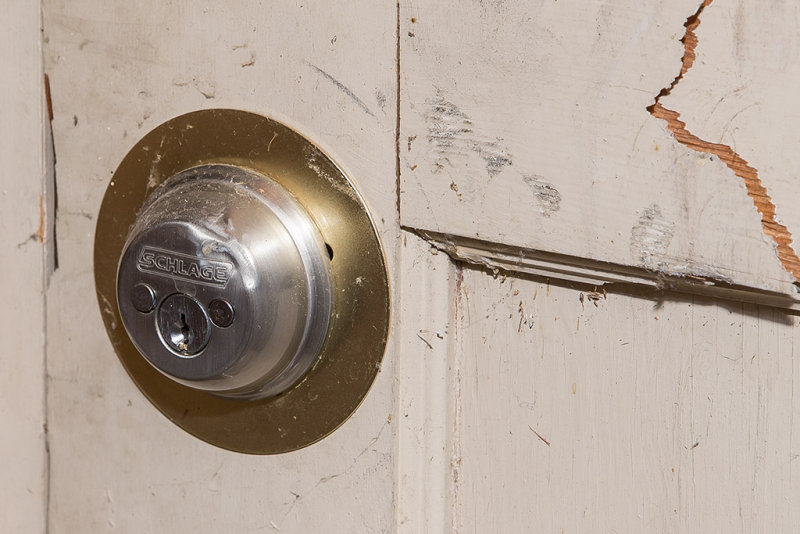 My deadbolt is bashed inside the door