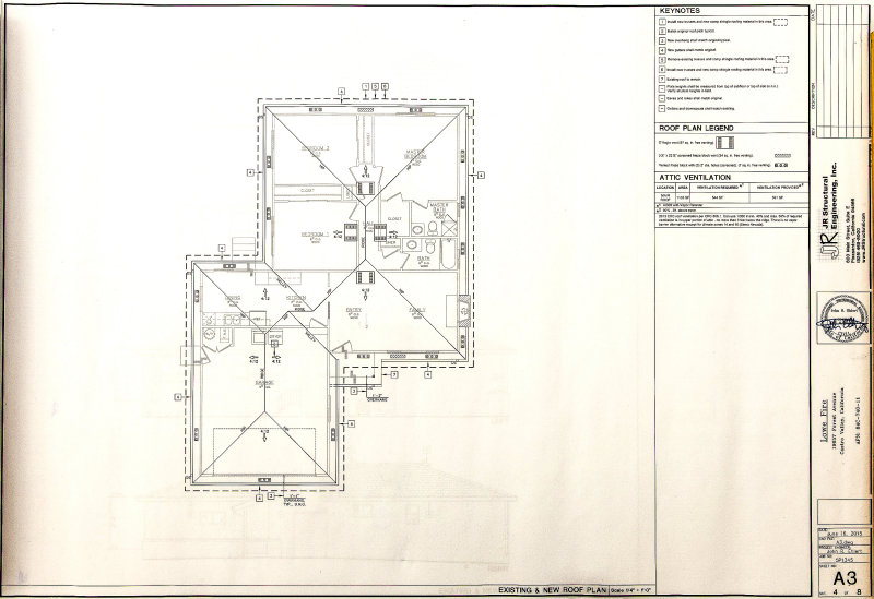 Existing and New Roof Plan  Sheet 4 of 8