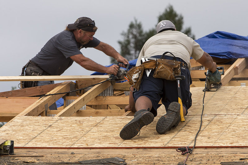 Installing roof sheathing