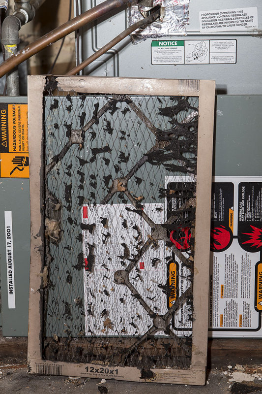 Burned furnace filter