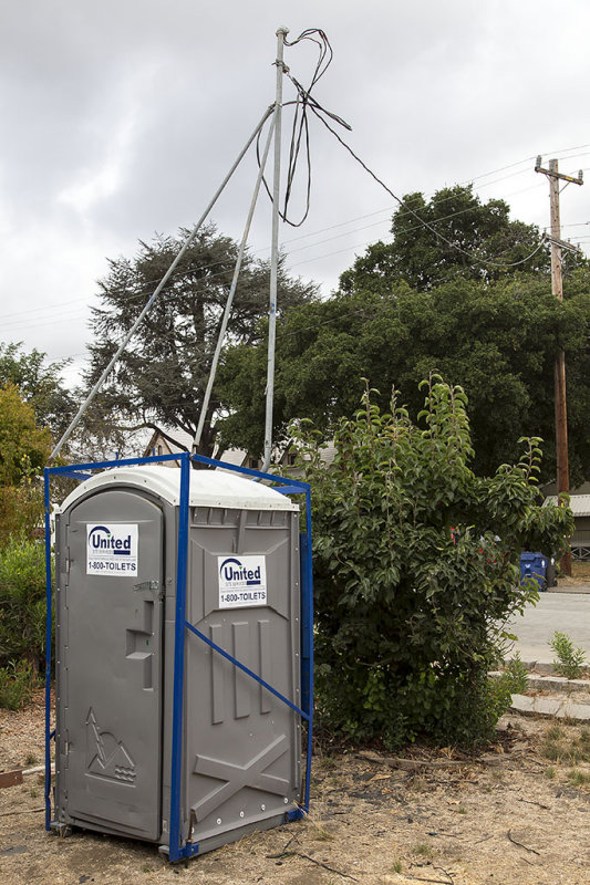 The Porta potty is powered