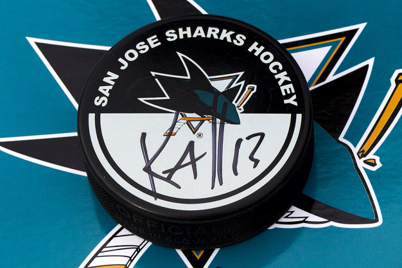 My free signed puck from the San Jose Sharks
