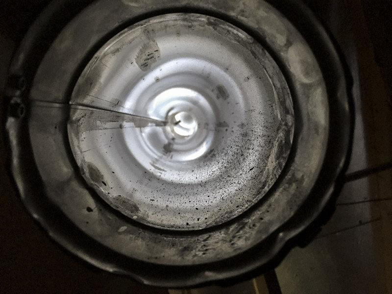 Looking up the new water heater flue