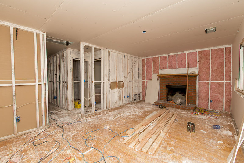 Living room  Start of drywall installation
