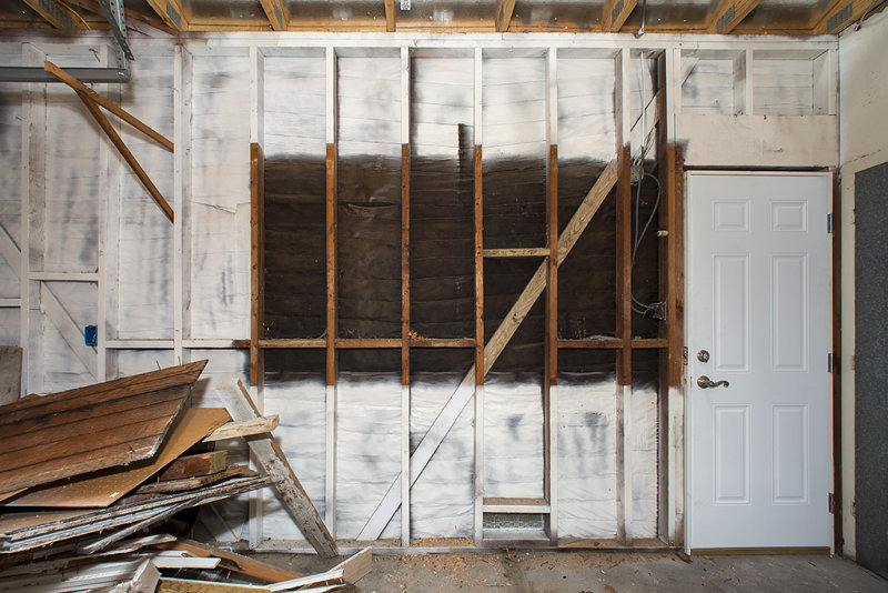 Garage wall - removed peg board and bench