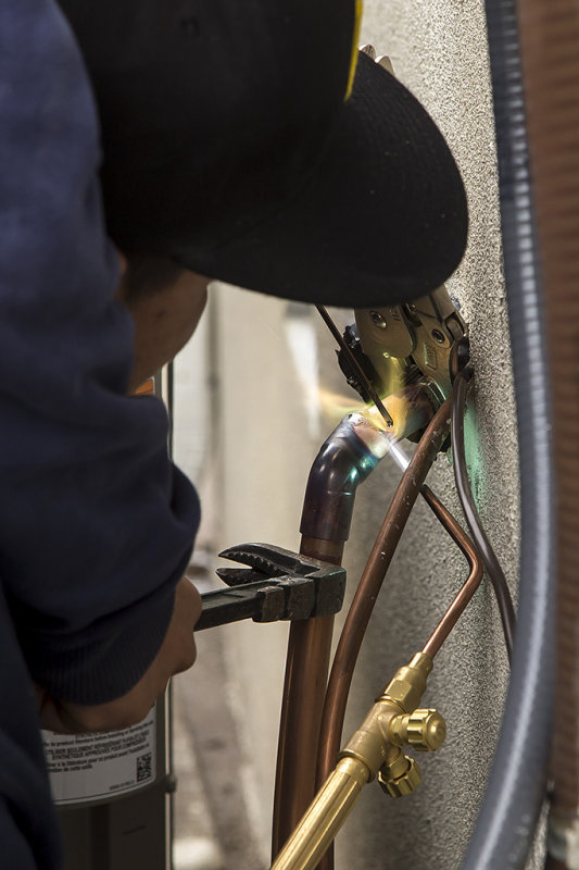 Brazing copper refrigerant tubing