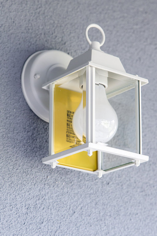 Hampton Bay Exterior Coach Lantern White Finish Beveled Glass Shade