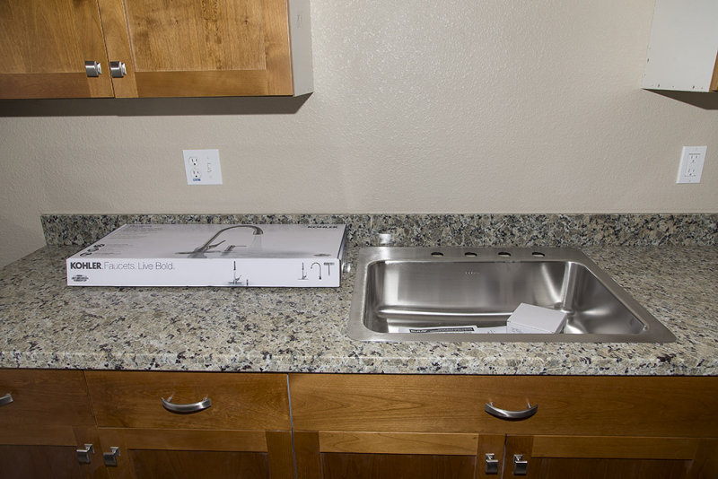 Kitchen sink and faucet not yet installed