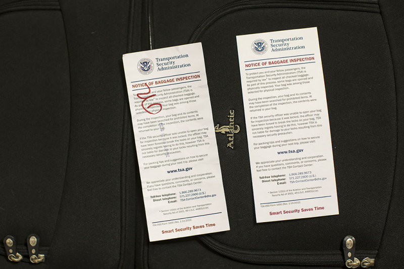 5/10/2016  TSA baggage inspection notice