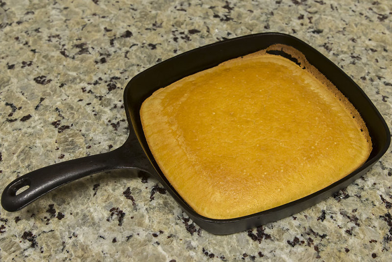 12/10/2016  Corn Bread baked in a Griswold Cast Iron Square Skillet No. 55B