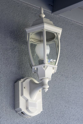 Hampton Bay Alexandria 180 Degree White Motion-Sensing Outdoor Decorative Lamp Model HBI-4192