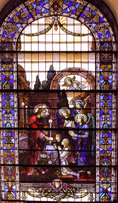 First Communion stained glass window St Francis Xavier Catholic church La Grange Il IMG_7597 .jpg