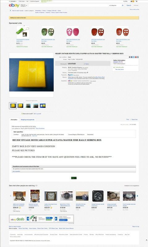 20140217 Heuer Box Monte Carlo RAD Used - eBay Sold $178.50