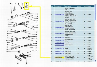 914 Parts Schematics - Headlight Switch, Item #7 p/n 914.613.414.15 - OEM, NLA