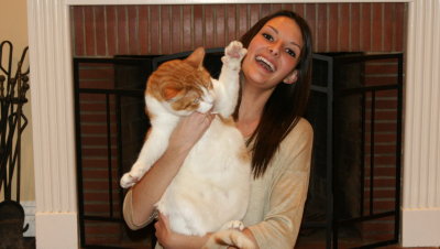 Our daughter Caroline and Archie, The Fat Cat (2011)
