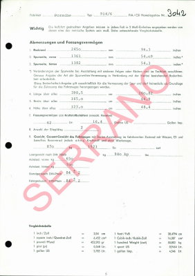 1970 Porsche 914-6 FIA / CSI Homologation Document No. 3042 (German) Page 5