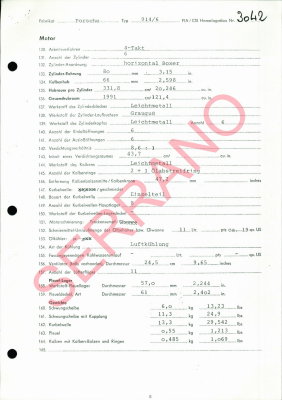 1970 Porsche 914-6 FIA / CSI Homologation Document No. 3042 (German) Page 8