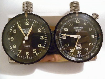 Heuer Master Time 8-Day & Monte Carlo 2-Button Rallye Timer Set, Used - Early911SRegistry Asking $4,500 (20140305)