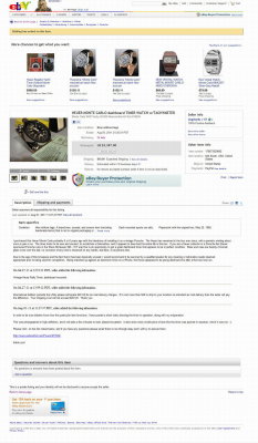 Heuer Monte Carlo Timer NOS 20110805 eBay Auction