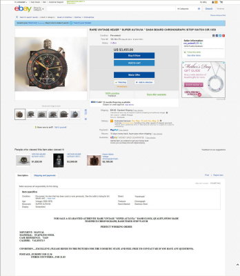 20140505 Heuer Super Autavia Used - eBay BIN $3,455