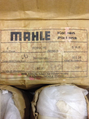One-Year Only 69' 911S MAHLE 80mm Pistons, MAHLE 80P26E OEM NOS - Photo 1