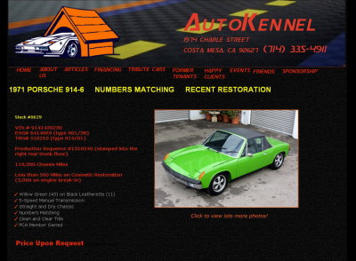 1971 Porsche 914-6 sn 914.143.0230 Auto Kennel (20150116)