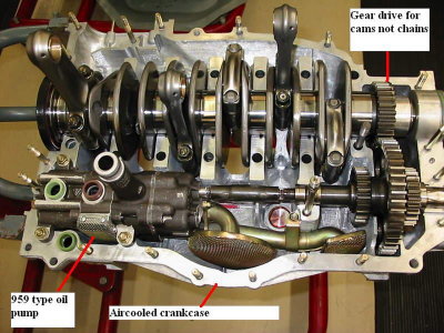 962 Type Engine 911 Air-Cooled Crankcase w 959 Type Oil Pump 3 Scavenge Pick-Ups