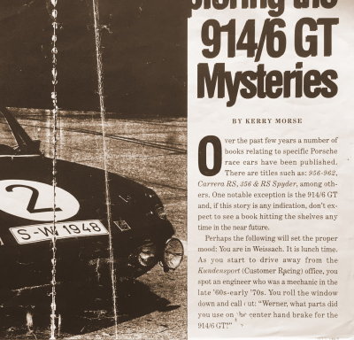 July 1996 Panorama Article / Exploring the 914-6 GT Mysteries (by Kerry Morse)