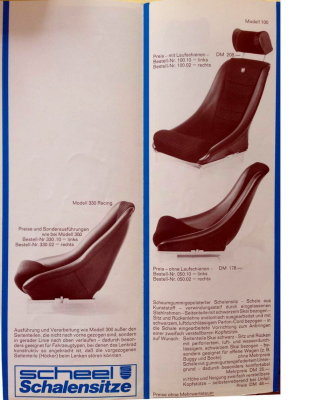 Scheel Catalog Page - Model 300 Bucket Seat