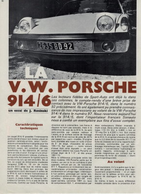 1970 Porsche 914-6 Article by Sport Auto  November 1970 Issue - Page 2