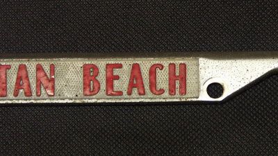 Vasek Polak License Plate Frame, Manhattan Beach, OEM (Red Over White) Photo 3