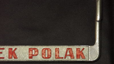 Vasek Polak License Plate Frame, Manhattan Beach, OEM (Red Over White) Photo 5