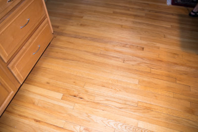 hardwood floor in part of kitchen