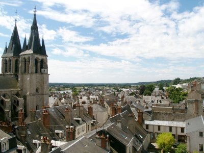2594: View over Eglise St Nicolas and Blois rooftops towards Loire River