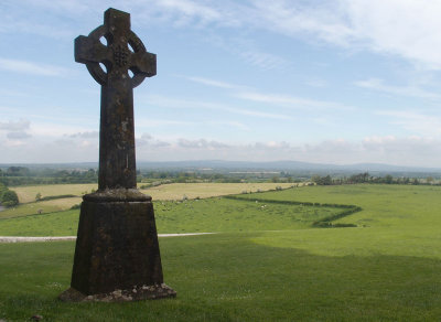 Celtic Cross in Irish landscape