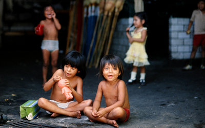 Children playing in the market