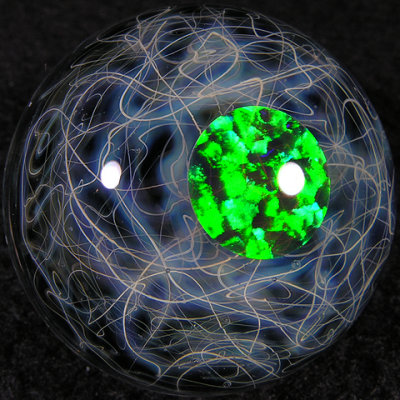 This is the backside, with Mike's fume scratch, and an unbelievable green opal resting above it.