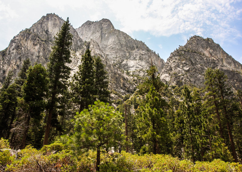The towering granite cliffs in Kings Canyon National Park