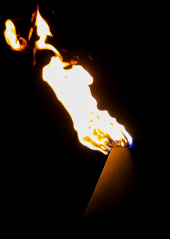 A tiki torch at the Westin Resort in the Great Cruz Bay on St. John Island in the US Virgin Islands
