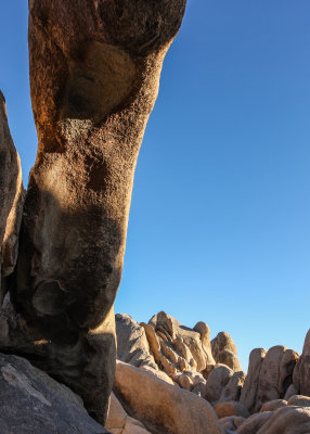 Looking out from under Arch Rock in Joshua Tree National Park