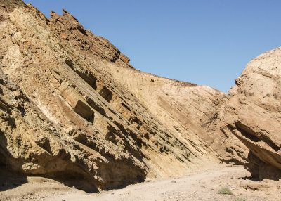 Layered rock formation along the trail in Golden Canyon in Death Valley National Park