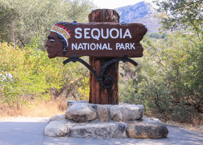 Unique entrance sign to Sequoia National Park