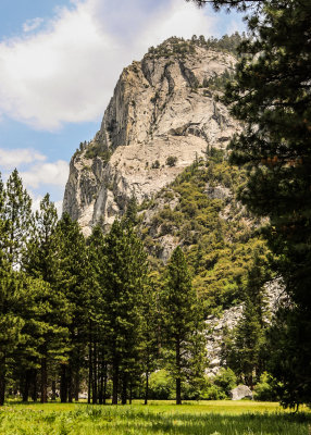 Towering granite wall as viewed from the Zumwalt Meadow Trail in Kings Canyon National Park
