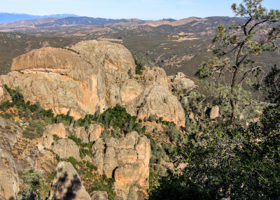 Resurrection Wall from the junction of the High Peaks and Juniper Canyon Trails in Pinnacles National Park