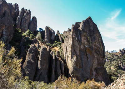 Stacked rocks on the Tunnel Trail in Pinnacles National Park