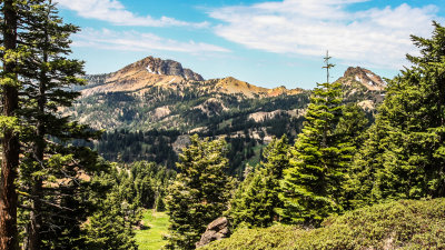 Brokeoff Mountain (9235 ft) and Mount Diller (9087 ft) in Lassen Volcanic National Park