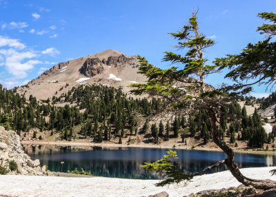 Lassen Peak over Lake Helen in Lassen Volcanic National Park