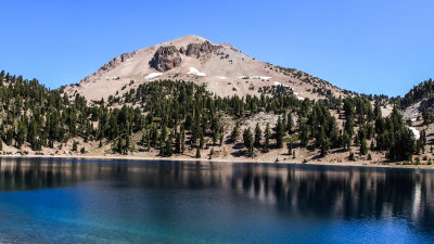 Lassen Peak over Lake Helen in Lassen Volcanic National Park