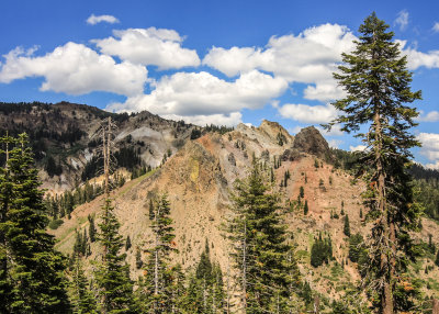 Volcanic rock mountain peaks in Lassen Volcanic National Park